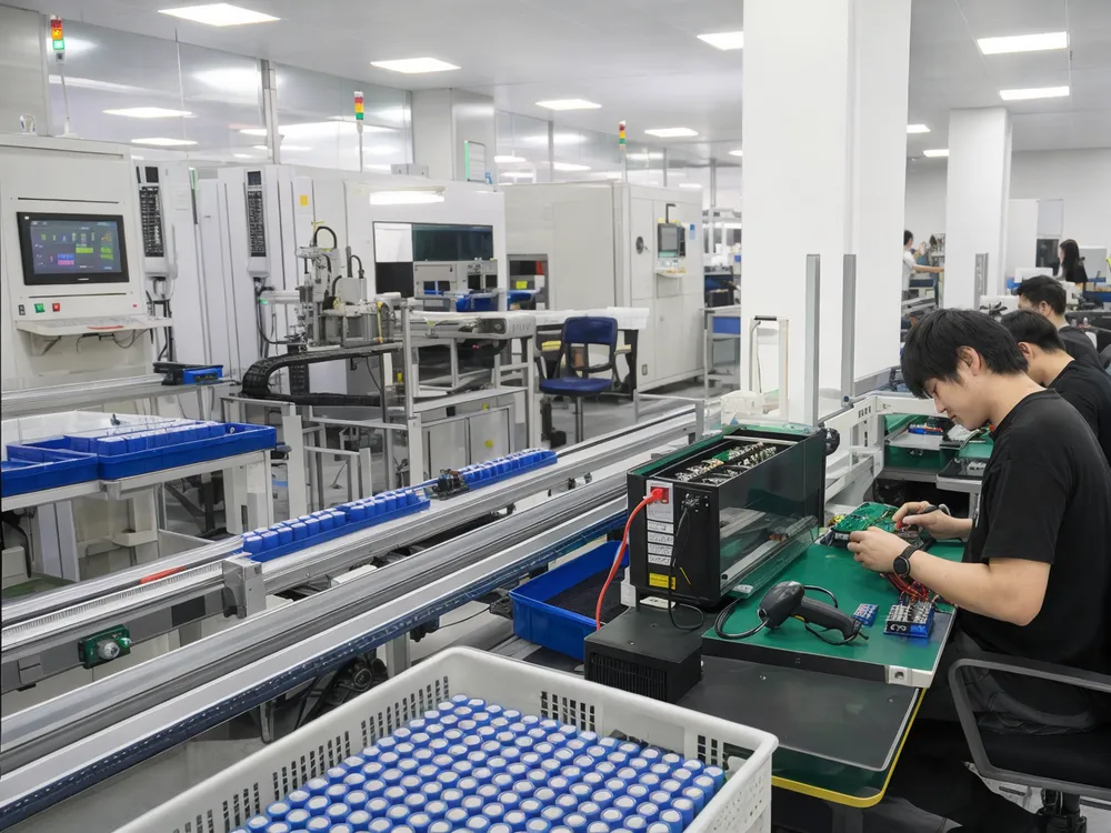 EVANBattery automated cell sorting and BMS assembly production line for 12V solar backup batteries