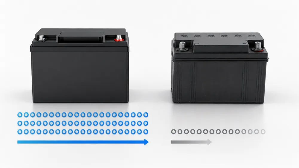 LiFePO4 vs lead-acid cycle life comparison for 12V backup batteries