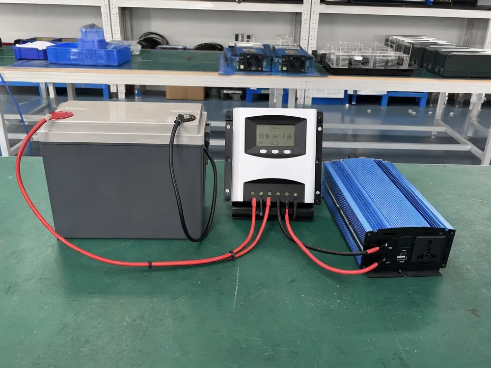 12V solar battery connected to charge controller and inverter showing parameter matching setup