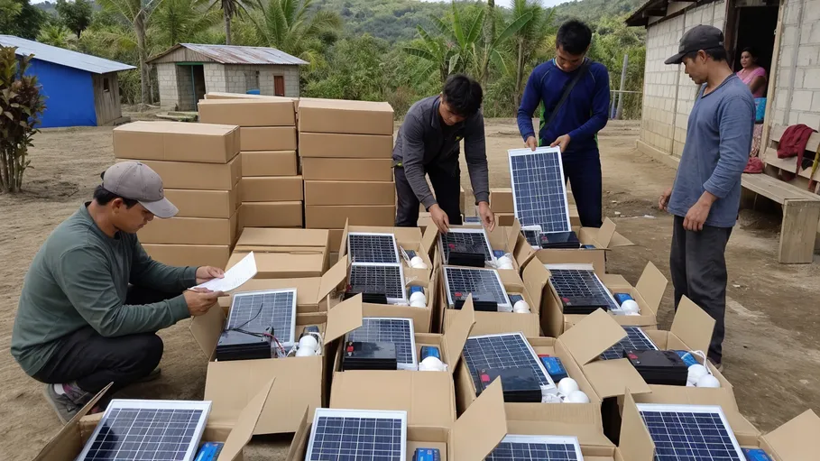 Government-funded rural electrification project deploying standardized 12V solar kits
