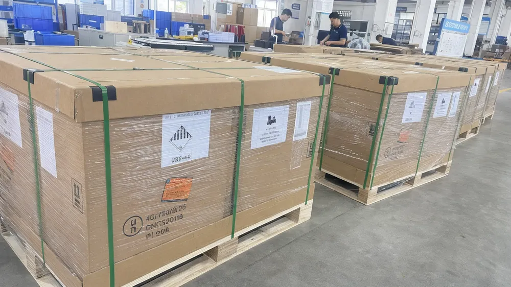 24V solar battery export packaging with UN-compliant markings and reinforced cartons ready for ocean freight