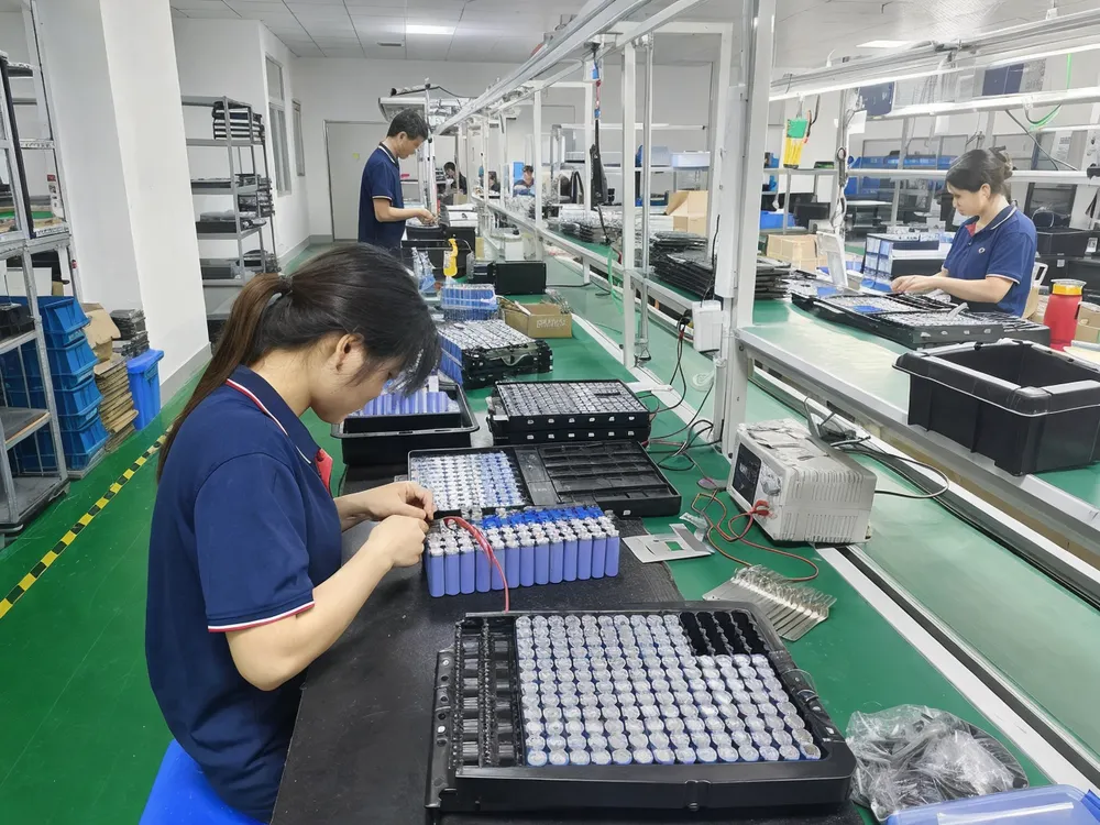 EVANBattery 24V solar battery production line — cell sorting and pack assembly in Zhongshan facility