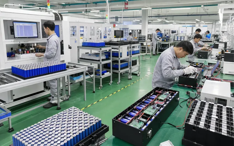 Automated cell sorting and BMS integration for 48V LiFePO4 solar batteries