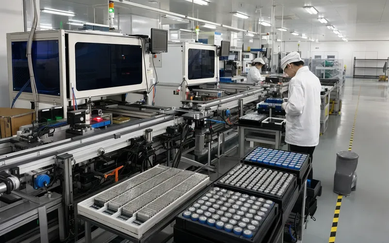 Automated cell sorting and matching production line for 48V LiFePO4 battery packs