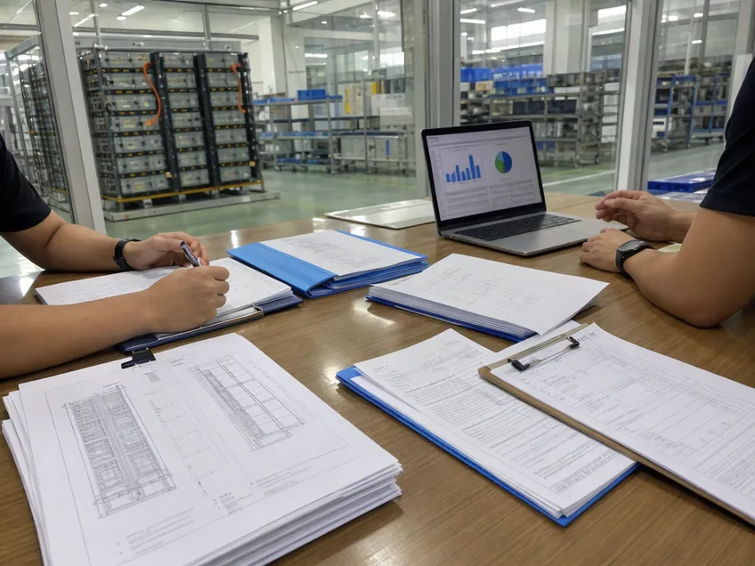 Battery certification documents and compliance paperwork for utility-scale solar storage projects