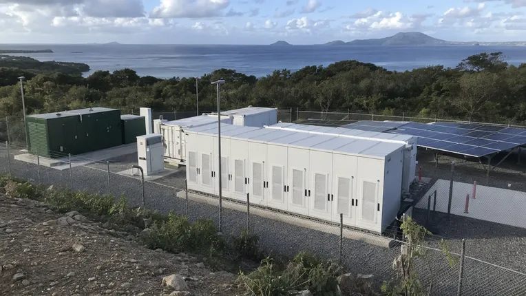 Off-grid microgrid battery installation for island or remote community solar-diesel hybrid system