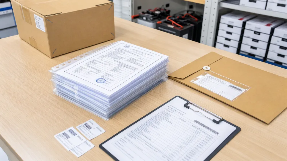 EVANBattery certification document package ready for export shipment