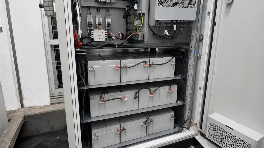 AGM batteries in telecom tower battery cabinet