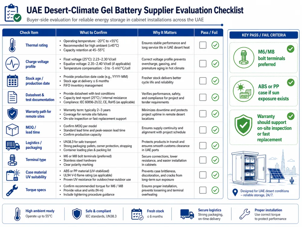 Top 10 Gel Solar Battery Suppliers in the UAE for Desert Climate Storage Projects