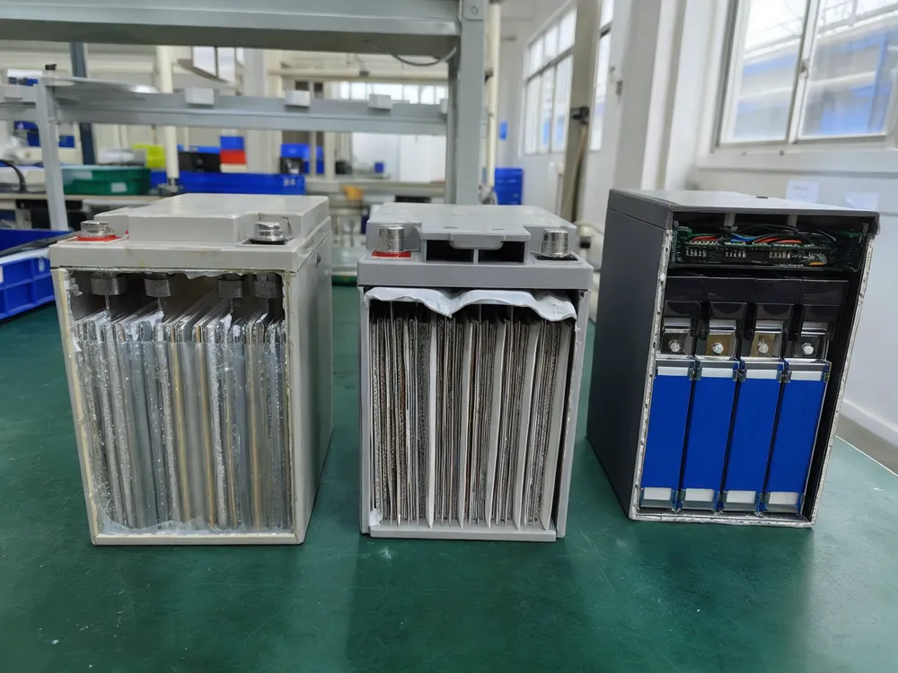 Gel, AGM, and lithium solar battery cells side by side showing different chemistry construction