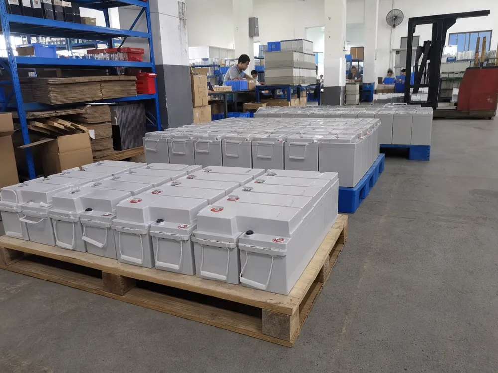 EVANBattery factory floor with gel solar batteries ready for export quotation