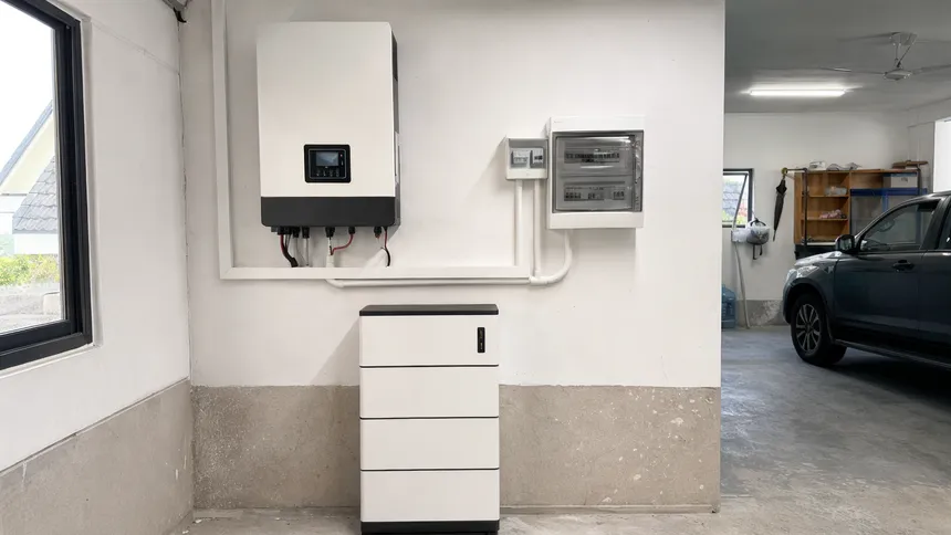 Hybrid battery system providing backup power during grid outage with automatic switchover