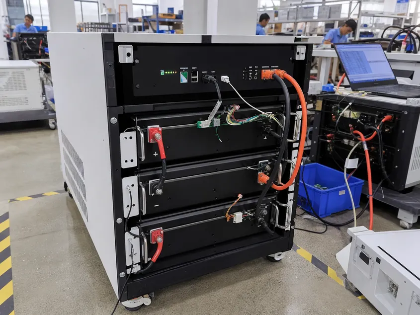 Hybrid solar battery LiFePO4 pack with integrated BMS for grid-tied inverter communication