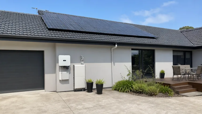 Residential rooftop solar installation with hybrid battery storage for self-consumption