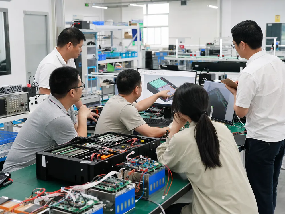 EVANBattery in-house R&D engineering team working on custom BMS and battery pack configurations