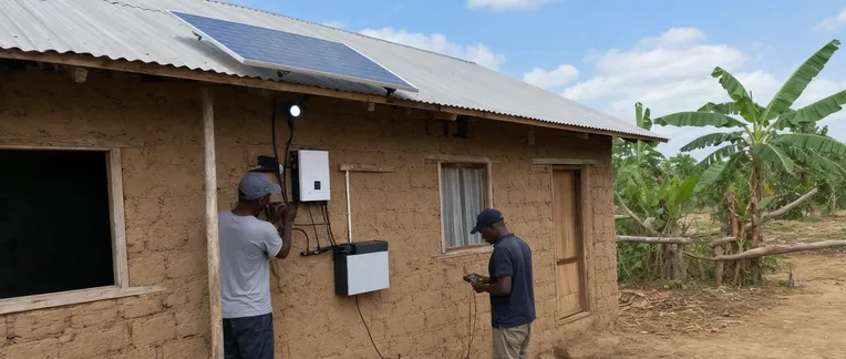 Solar home system kits deployed in rural electrification program with standardized installation