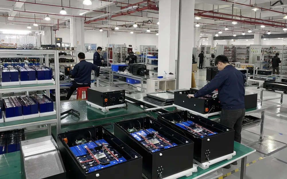 LiFePO4 lithium solar battery production line at EVANBattery Zhongshan facility