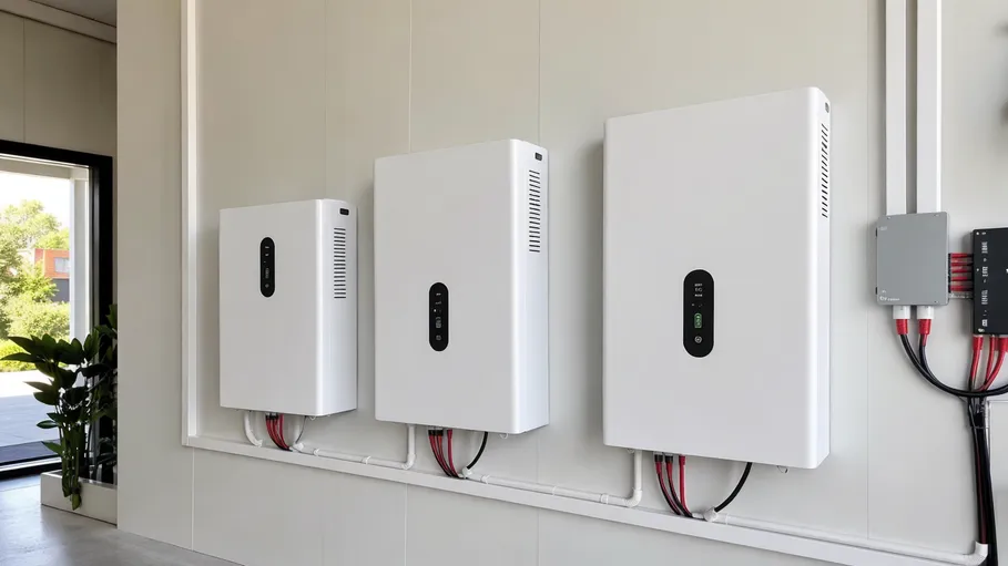 Wall-mounted 48V LiFePO4 residential storage battery packs in various capacities