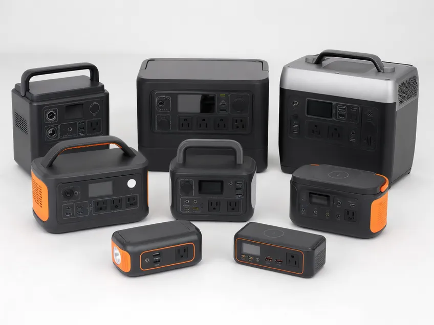 Portable solar battery product lineup showing various capacity and output configurations