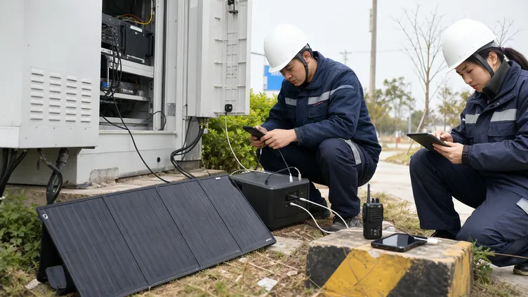 Solar battery charger for telecom and utility field maintenance crews