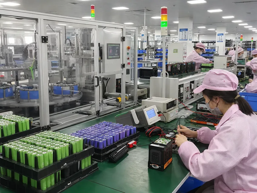 EVANBattery production line — automated cell sorting and BMS assembly for portable solar batteries