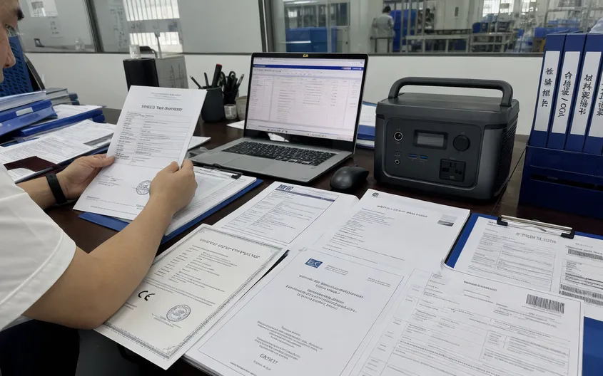 Compliance and export documentation for lithium camping batteries including UN38.3 and CE certificates