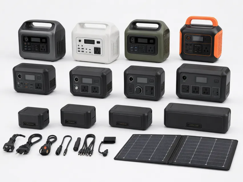 OEM and ODM customization levels for portable solar battery kits showing branding, configuration, and electrical options