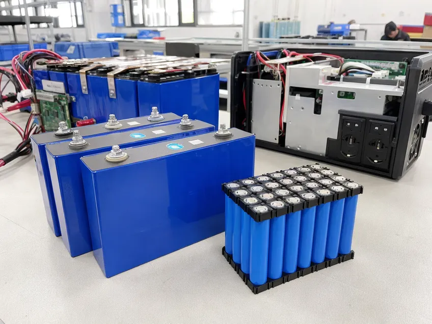LiFePO4 battery cells used in portable solar battery power stations showing cycle life advantage