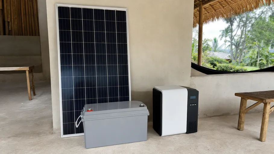 Off-grid solar home kit with 200Ah battery, solar panel, and inverter bundled for rural distribution