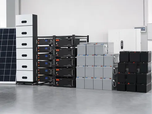 12V, 24V, and 48V solar battery bank configurations in LiFePO4, gel, and AGM chemistries
