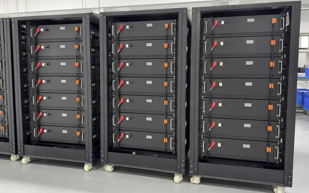 Standard 19-inch rack mounted solar battery modules showing uniform form factor across capacity classes