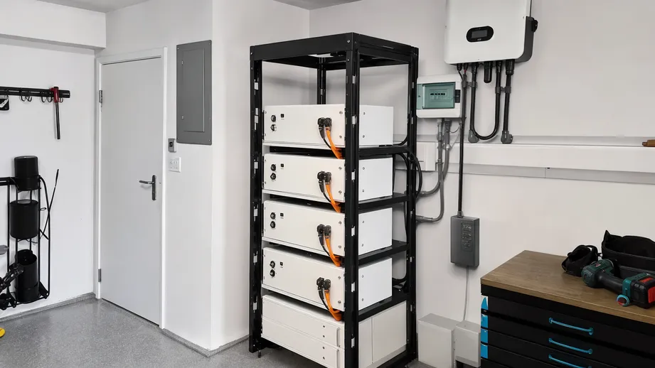 Residential rack solar battery cabinet installation with multiple modules