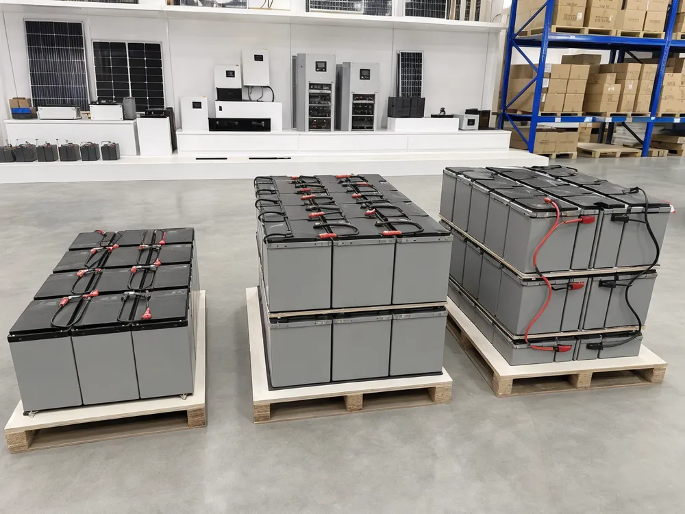 12V, 24V, and 48V solar battery bank configurations displayed together