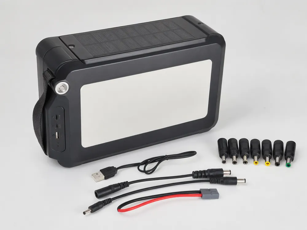 OEM branded solar battery bank with custom label and connector configuration