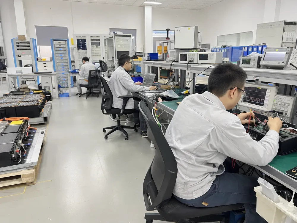 In-house BMS design and verification laboratory with testing equipment
