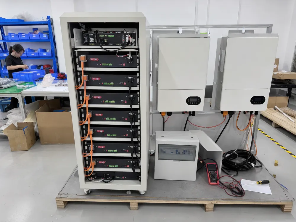 Hybrid solar battery system with integrated BMS for grid-tied backup installations
