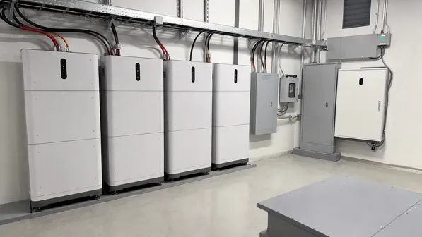 Commercial three-phase solar battery storage installation for factory and public facility