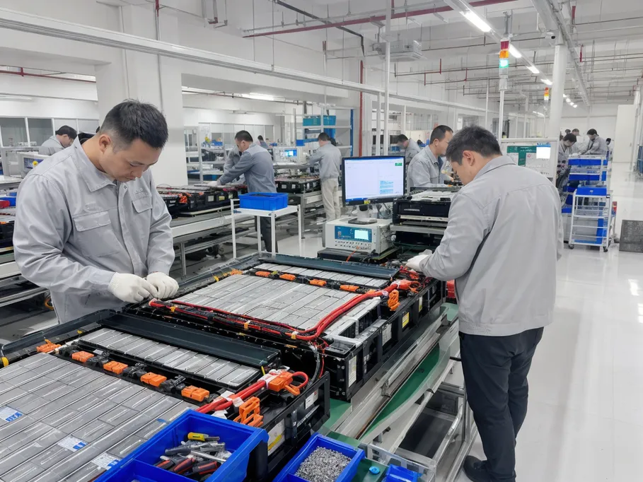 EVANBattery factory production line for solar battery systems with quality control stations