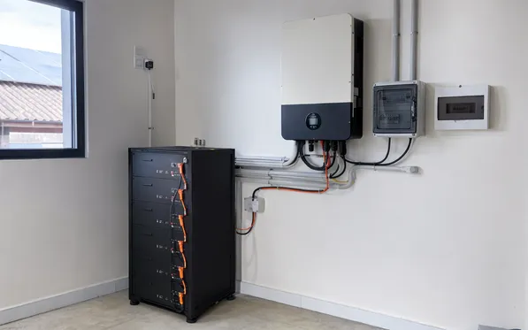 Hybrid solar battery system with CAN communication for grid-tied inverter integration