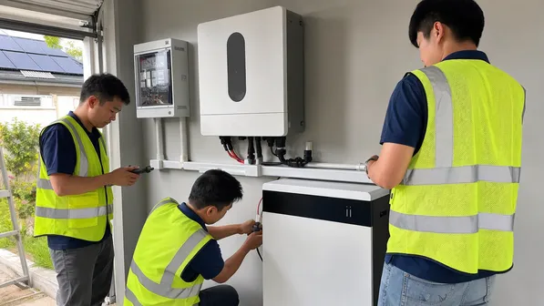 Residential hybrid solar battery storage installation by professional installer crew