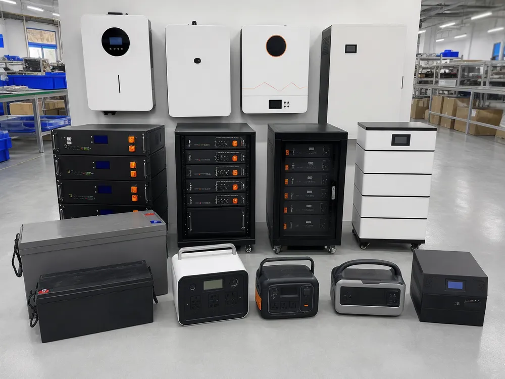 Solar battery system specification range showing voltage platforms, chemistry options, and enclosure formats available from EVANBattery factory