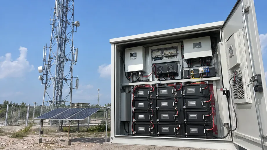 Telecom tower with off-grid battery backup system