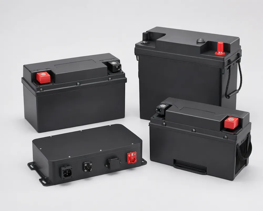 LiFePO4 solar battery system for RV — compact 12V and 24V packs with integrated BMS