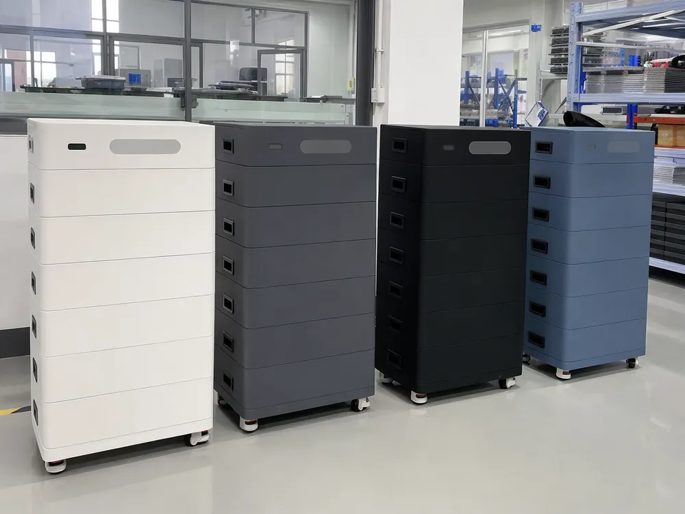 OEM branded stackable battery modules showing custom color and logo options